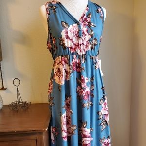 French Gray Floral Dress